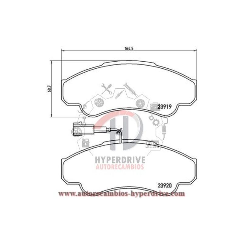 JUEGO PASTILLAS DELANTERAS CON SENSOR DE DESGASTE CITRÖEN, FIAT, PEUGEOT, REFERENCIAS (T1355, 363700201355)
