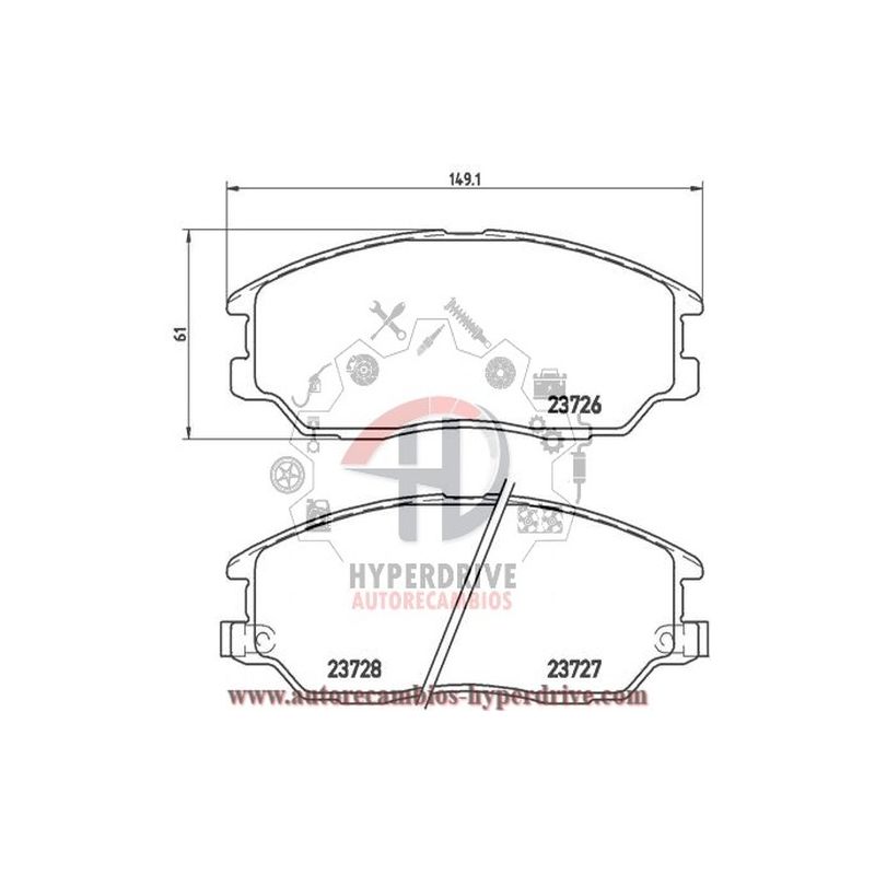 JUEGO PASTILLAS FRENO DELANTERAS SSANGYONG/HYUNDAI/KIA (T1400MM, 363700201400)
