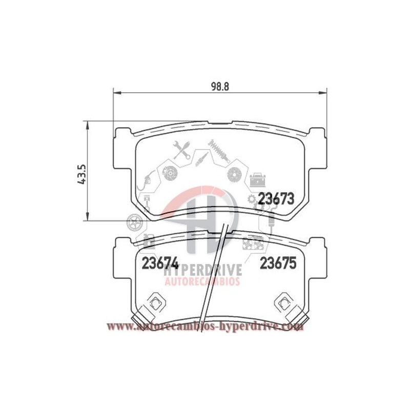 JUEGO PASTILLAS FRENO TRASERAS SSANGYONG/DAEWOO (T1615MM, 363700201615)