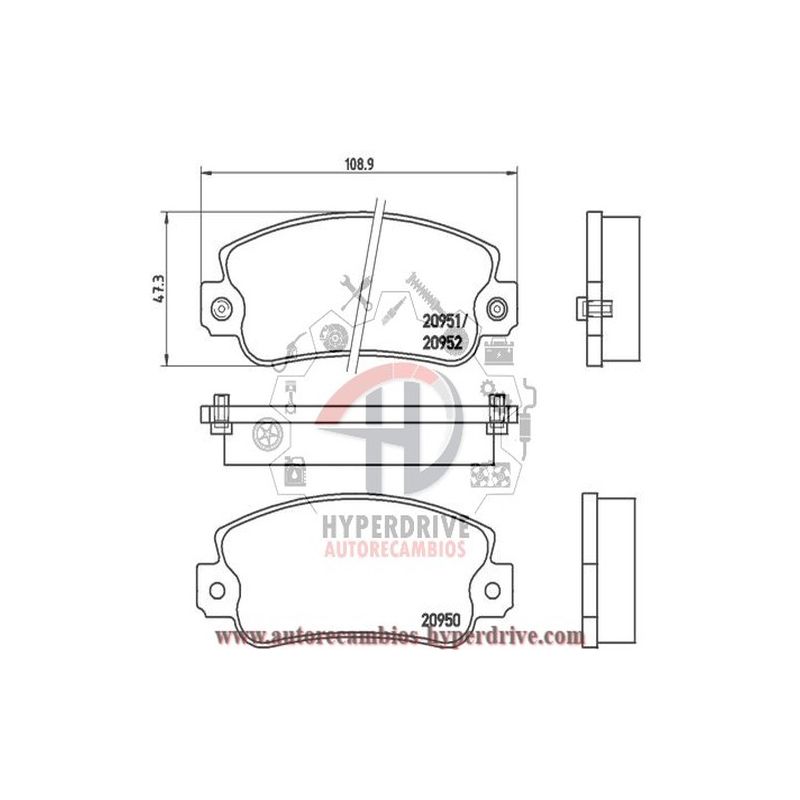 JUEGO PASTILLAS FRENO DELANTERAS FIAT, LANCIA, SEAT, REFERENCIAS (T9003MM, 363700209003)