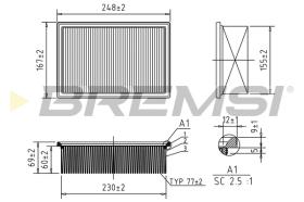 BREMSI FA1349 - FILTRO AIRE PEUGEOT - CITROEN