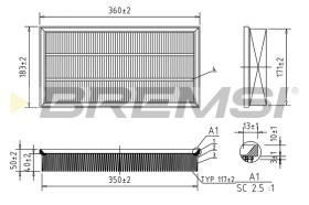 BREMSI FA0203 - FILTRO AIRE VW-SEAT-SKODA-AUDI