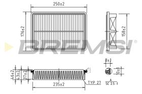 BREMSI FA1022 - FILTRO AIRE HYUNDAI - KIA