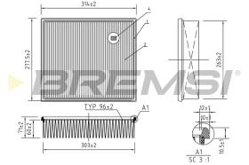 BREMSI FA1252 - FILTRO AIRE MERCEDES BENZ