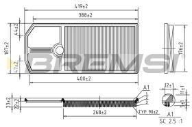 BREMSI FA1258 - FILTRO AIRE VW - SKODA - SEAT - AUDI