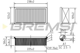 BREMSI FA0540 - FILTRO AIRE OPEL - PEUGEOT - CITROEN - DS