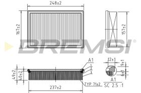 BREMSI FA1361 - FILTRO AIRE PEUGEOT