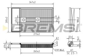 BREMSI FA0549 - FILTRO AIRE SEAT - SKODA - AUDI - VOLKSWAGEN